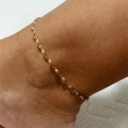 Stainless Steel Fish Lips Chain Anklet For Women Summer Beach Foot Jewelry On The Leg Minimalist Anklets Female