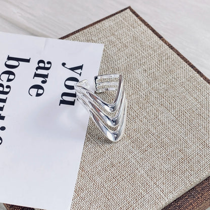 PANJBJ 925 Sterling Silver Pearl Irregular Ring | Women Shell Overlapping Hollow Sweet Design Jewelry