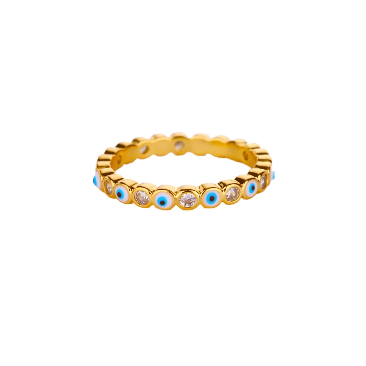 Zircon Evil Eye Rings For Women Gold Color Stainless Steel Evil Eye Finger Ring Lucky Aesthetic Turkish Waterproof Jewelry Gift