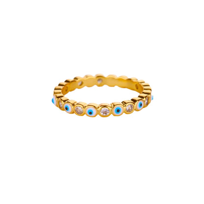 Zircon Evil Eye Rings For Women Gold Color Stainless Steel Evil Eye Finger Ring Lucky Aesthetic Turkish Waterproof Jewelry Gift