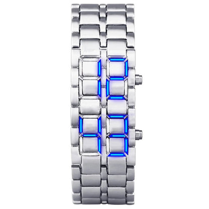 Men's Digital Lava LED Watch | Full Metal Sport Watch with Red Blue Display