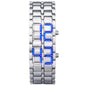 Men's Digital Lava LED Watch | Full Metal Sport Watch with Red Blue Display