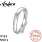 Real 925 Sterling Silver Open Ring with AAA Zirconia | Adjustable Wedding Band