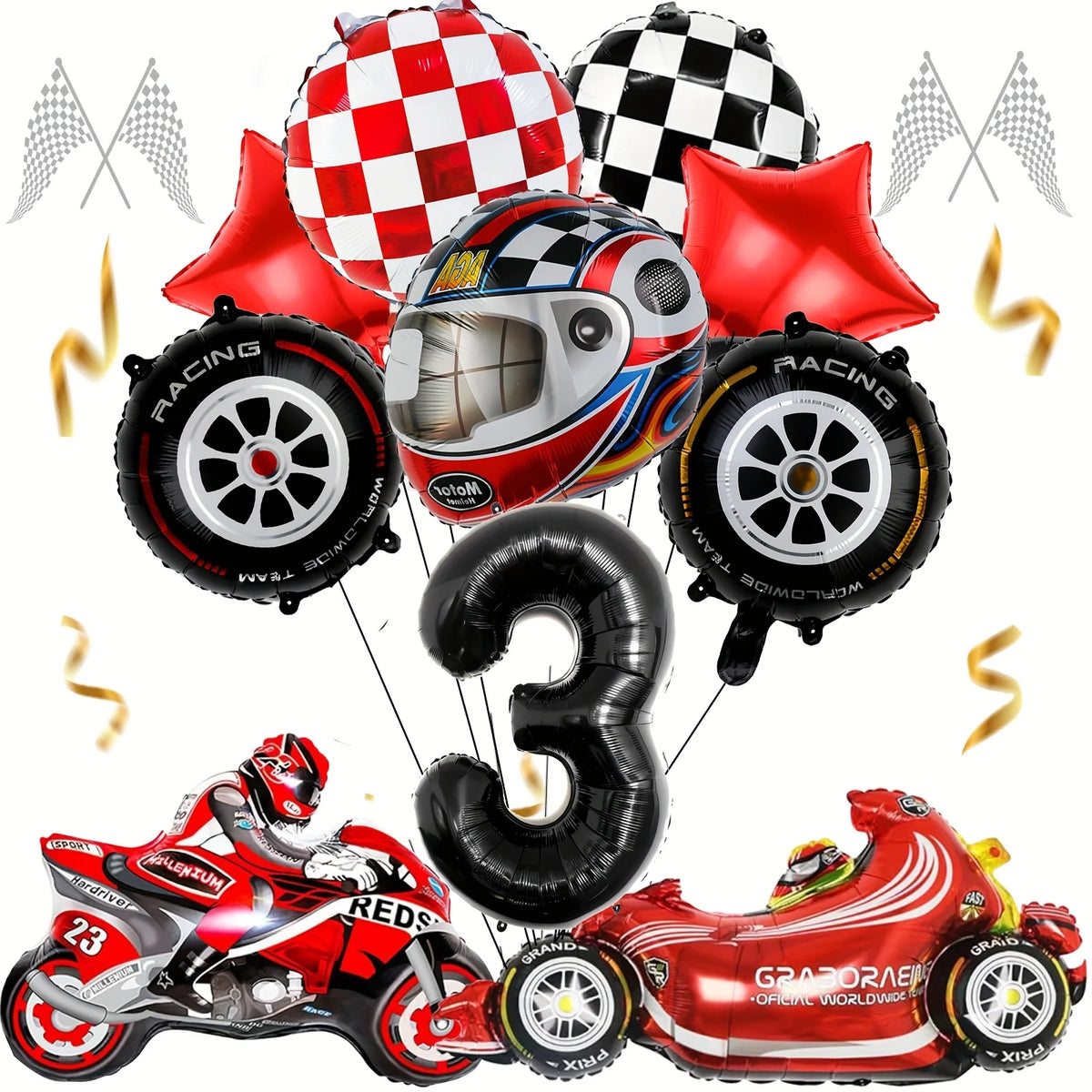 12pcs Racing Car Balloon Birthday Set | Party Decor for Boys