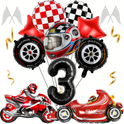 12pcs Racing Car Balloon Birthday Set | Party Decor for Boys