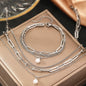 Aomogo Stainless Steel Jewelry Set Delicate Pearl Pendant Jewelry Set Luxury Multi-Layer Chain Jewelry Set For Women Jewelry