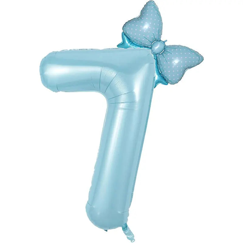 Number Foil Balloon Set with Bows | Birthday Party Decor