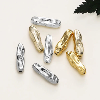 4Pcs/Pack 14/18K Gold Color Plated Metal Brass Threaded Long Beads For DIY Bracelet Jewelry Making Material Accessories