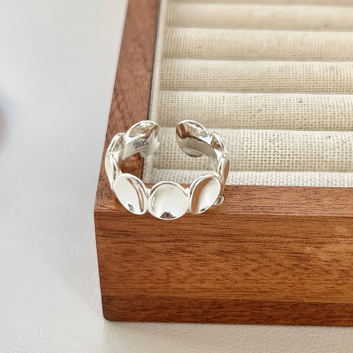 925 Sterling Silver Frosting Geometry Ring | Textured Wide Band for Women