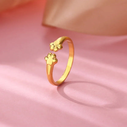 Cute Cat Claw Open Rings For Women Stainless Steel Gold Color Temperament Animal Finger Ring 2025 New Fashion Couple Jewelry