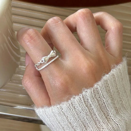 PANJBJ 925 Sterling Silver Pearl Irregular Ring | Women Shell Overlapping Hollow Sweet Design Jewelry