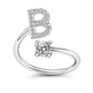 LATS Zircon Initial A-Z Letter Rings for Women Girl Adjustable Opening Ring Name Alphabet Female Wedding Fashion Jewelry Gift