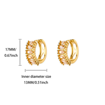 Zircon Hoop Earrings For Women Stainless Steel Gold Color Piercing Earring 2025 New Trend Fashion Wedding Couple Jewelry Gift
