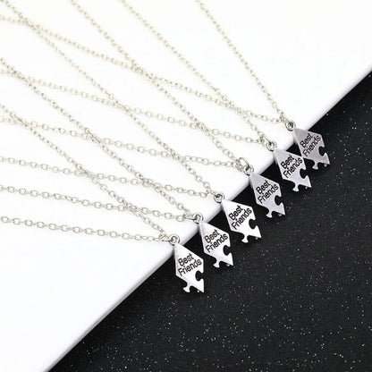 4/5/6/7/8 Pcs Unisex Alloy Best Friend Necklace Pendant Set Creative Trendy Fashion Necklace Jewelry gifts For Friend