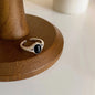 925 Sterling Silver plated Liquid Lava Hetian Jade Bamboo Ring for Women Girl Gift Irregular Vintage Jewelry