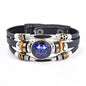 Twelve Constellations Luminous Leather Bracelet Retro Multi-layer Beaded Leather Bracelet Jewelry Gifts for Men Women Couples