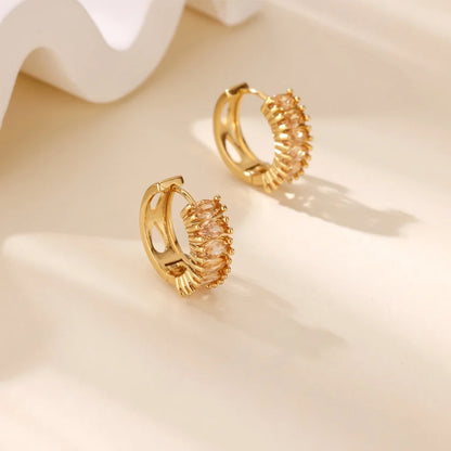 Zircon Hoop Earrings For Women Stainless Steel Gold Color Piercing Earring 2025 New Trend Fashion Wedding Couple Jewelry Gift