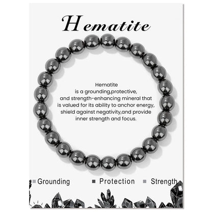 Healing Crystal Stone Bracelets With Card Natural Amethysts Lapis Lazuli Rose Quartzs 8mm Beads Bracelets For Women Men Jewelry