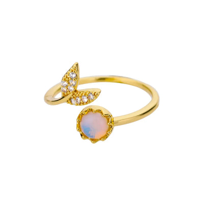 Luxury Opal Zircon Sun Rings For Women Girls Stainless Steel Gold Color Open Ring 2025 New Fashion Wedding Couple Jewelry Gift