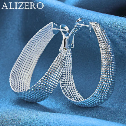 ALIZERO 925 Sterling Silver Earrings Simple Round Circle Hoop Earrings For Woman Fashion Wedding Engagement Charm Jewelry Gifts