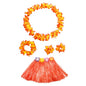 Kids Hawaiian Luau Costume Set | Grass Skirt Lei Flower Bracelets Headband