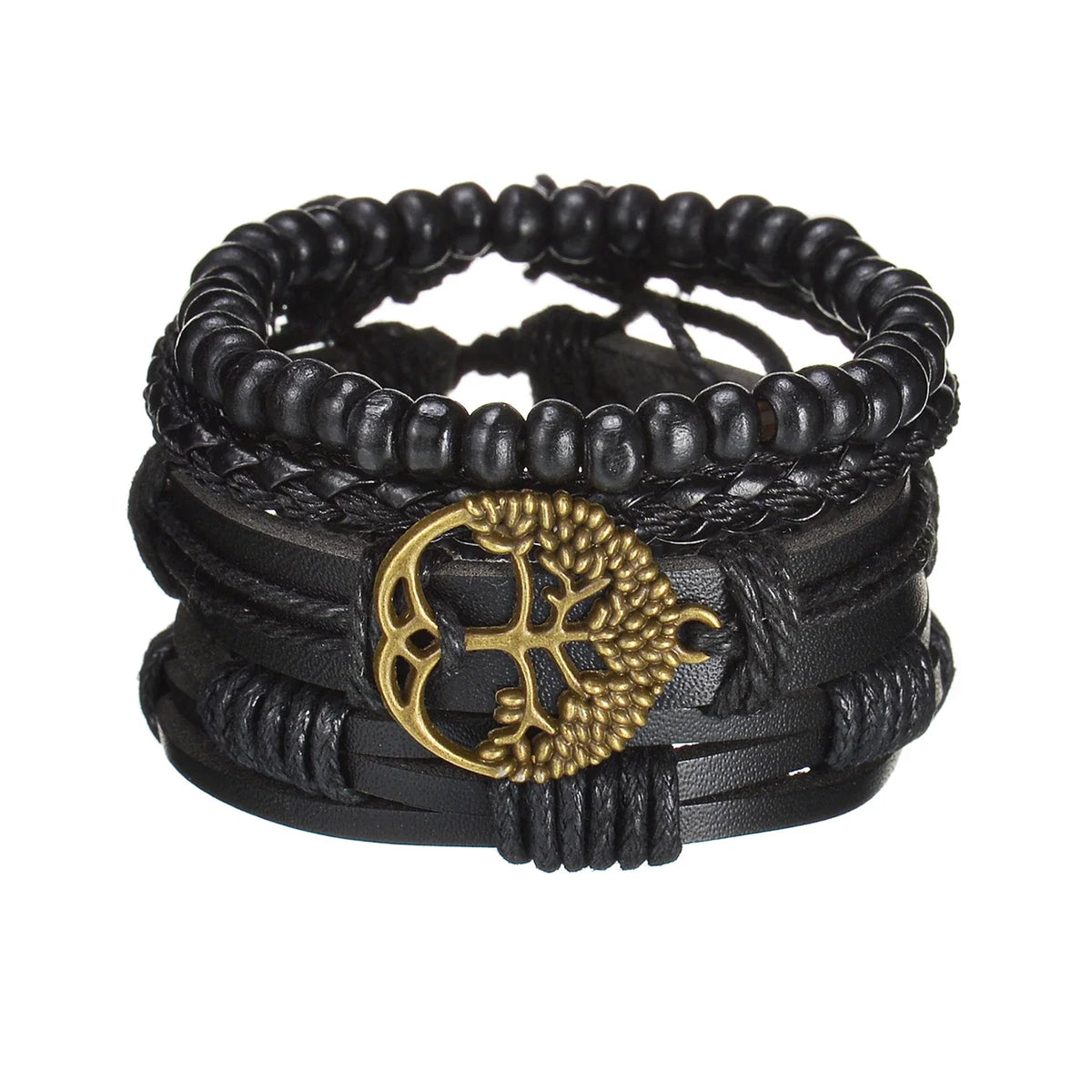 MeMolissa New Fashion Braided Wrap Leather Bracelets for Men High Quality Vintage Charm Wood Beads Ethnic Tribal Wristbands