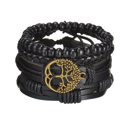 MeMolissa New Fashion Braided Wrap Leather Bracelets for Men High Quality Vintage Charm Wood Beads Ethnic Tribal Wristbands