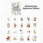 Kawaii Embroidered Fabric Pet Sticker Set | 40Pcs White Kraft Paper Journal Decor