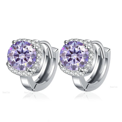 NeeTim 0.5ct 1ct Rainbow Color Moissanite Studs Earrings for Women S925 Silver Black Blue Pink Lab Diamond Wedding Stud Earring