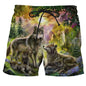 Wolf animal fashion men beach sexy bodybuilding shorts quick dry pants harajuku fitness board surf casual gym men homme