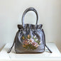 ZTBBAO Embroidered Flower Bucket Bag | Small Top Handle Handbag for Women