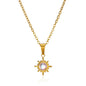 Stainless Steel Sun Sunflower Pendant Necklace For Women Gold Color Round Charm Clavicle Chain Necklaces Fashion Jewelry Gift