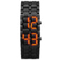 Men's Digital Lava LED Watch | Full Metal Sport Watch with Red Blue Display