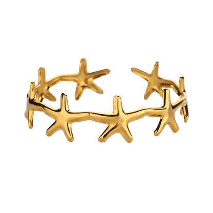 Minimalist Starfish Bangles For Women Lucky Stainless Steel Cuff Bracelets 2024 Trend Female Charm Jewelry Wrist Accessories BFF