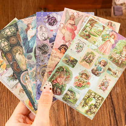 Mr. Paper 30pcs Vintage Sticker Book | Old-Timey Amusement Park Retro Decal Collection for Planners and Journals