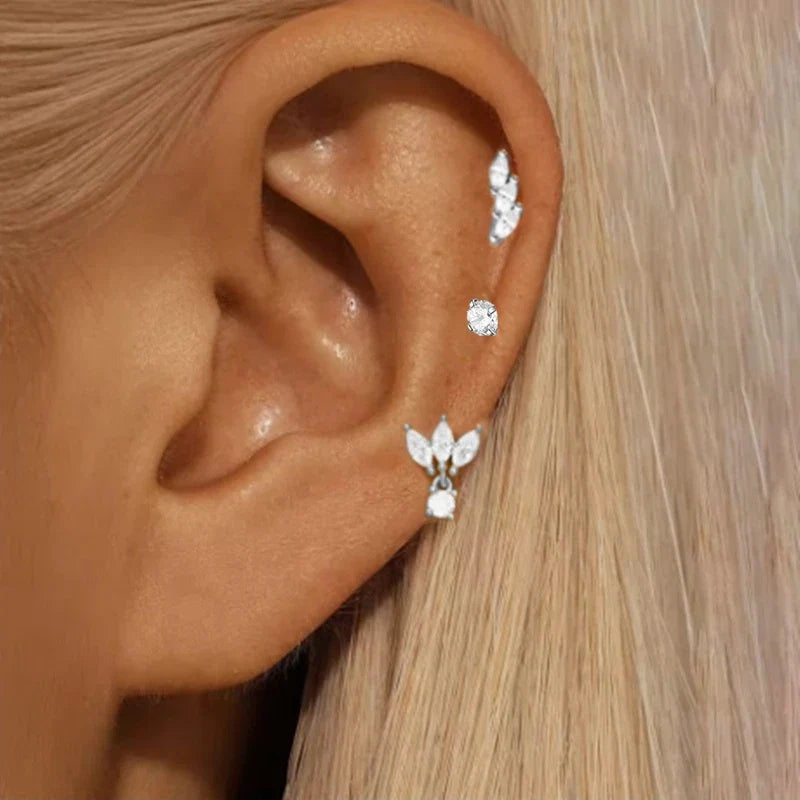 Gold Hoop and Stud Earrings Set | 3-Piece Stainless Steel Jewelry Collection