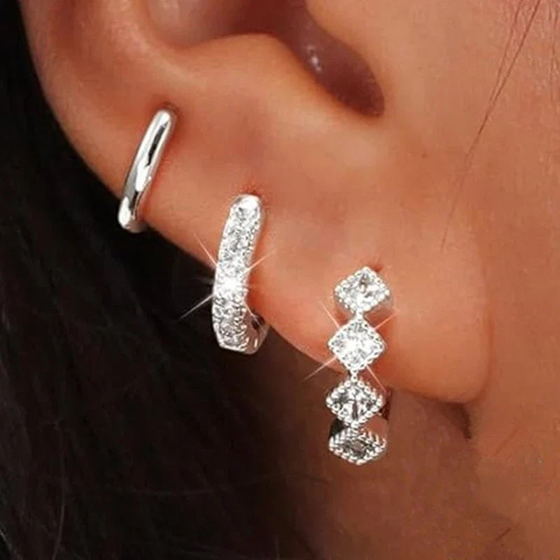 Gold Hoop and Stud Earrings Set | 3-Piece Stainless Steel Jewelry Collection