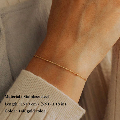 SUNIBI Stainless Steel Chain Necklace for Women Gold Color Thin Choker Bead Chain Necklace Jewelry Wholesale Dropshipping