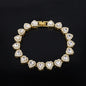 Yupsk 45CM/20CM Shiny Heart Rhinestone Hip Hop Rock Tennis Chain Bracelet Necklace for Women Men Trendy Jewelry Set Gift