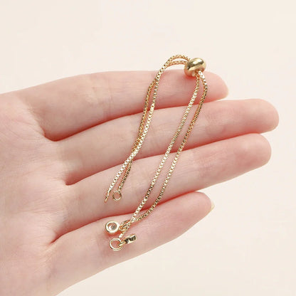 2/4pcs 5/7/12cm 14K/18K Gold Color Plated Brass Adjustable Slider Chains For DIY Bracelet Making Jewelry Making Accessories