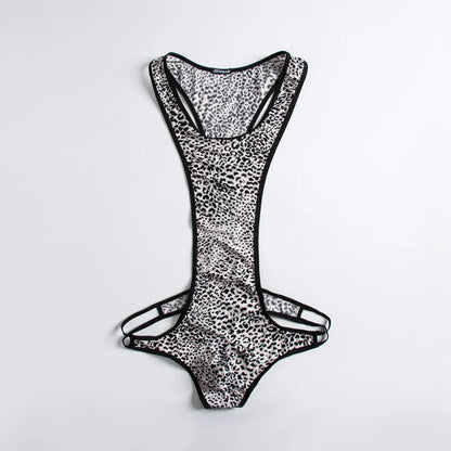 Leopard Men's Bodysuits Building Shapers Tights Men Singlet Underwear Bikini Sexy Men T-Back Jumpsuit Stretch Thongs Jockstrap