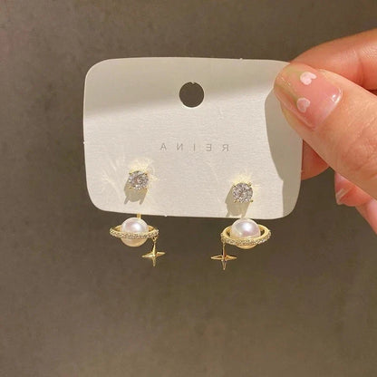 14k Gold Zircon Pearl Twist Stud Earrings | Luxury Women's Jewelry