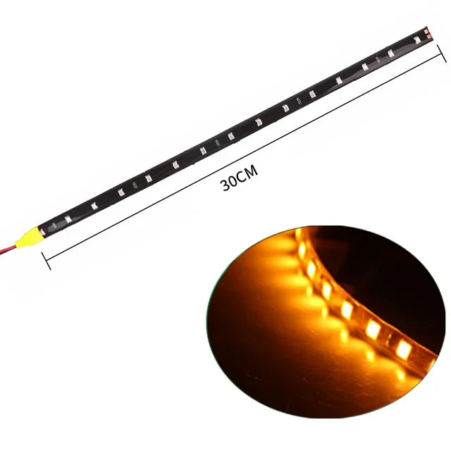LED Car Strip Light 30cm 12V Waterproof | 2-Pack Neon Atmosphere Lamp for Interior Car Decor