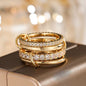 A Niche Two-Color Four-Ring Copper Jewelry Ring, Hypoallergenic, Ins Style, Stacking Artifact, Suitable For Young Women
