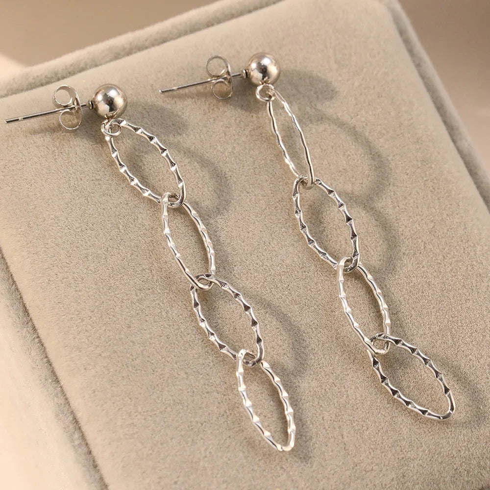 Stainless Steel Earrings Personality Irregular circle Long Fashion Simplicity High-end Sense Dangle Earrings For Women Jewelry