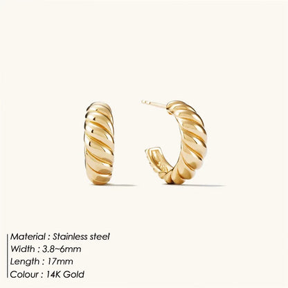 SUNIBI Stainless Steel Stud Earring for Women Gold Color Silver Color Simple Earrings Wives Smooth Thick Hoop Fashion Jewelry