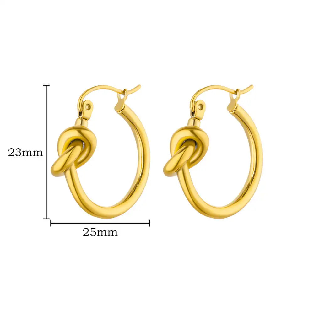 Vintage Round Stainless Steel Hoop Earrings For Women Gold Plated Earring 2023 Trending Statement Ear Jewelry Christmas Gift