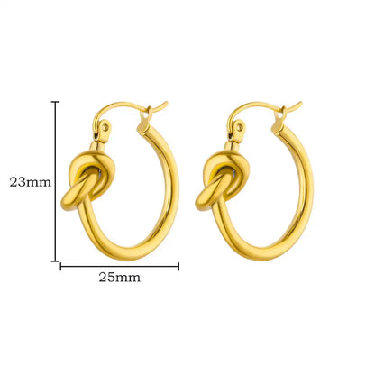 Vintage Round Stainless Steel Hoop Earrings For Women Gold Plated Earring 2023 Trending Statement Ear Jewelry Christmas Gift