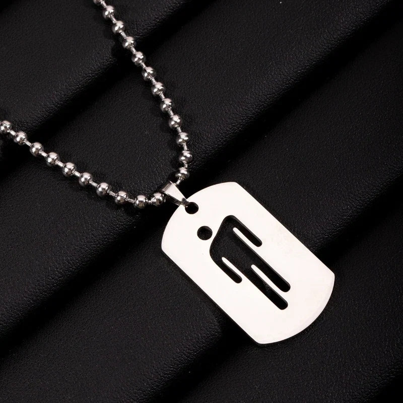 1pcs New Hollow-out Pendant Simple Stainless Steel Figurine Necklace Hip-hop Trend Military Pendant Sweater Chain