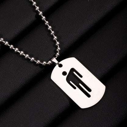 1pcs New Hollow-out Pendant Simple Stainless Steel Figurine Necklace Hip-hop Trend Military Pendant Sweater Chain